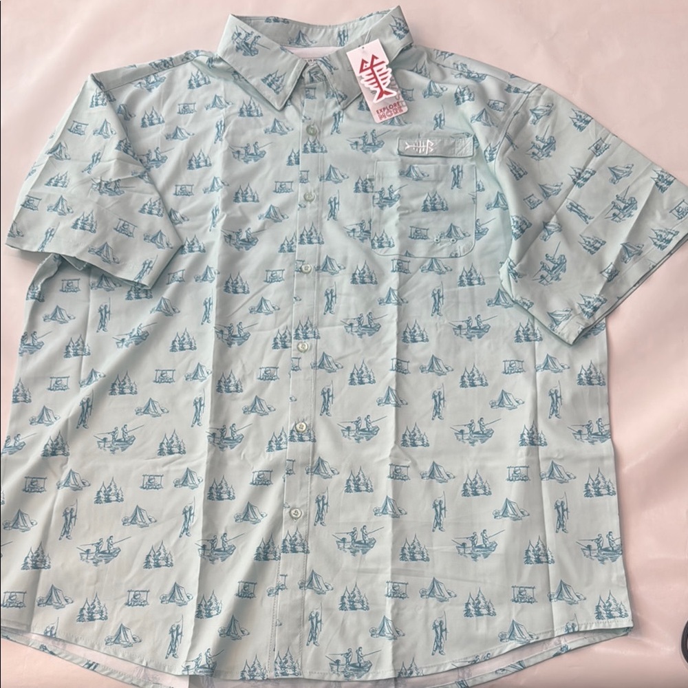 Blue Casual Button Down Shirt